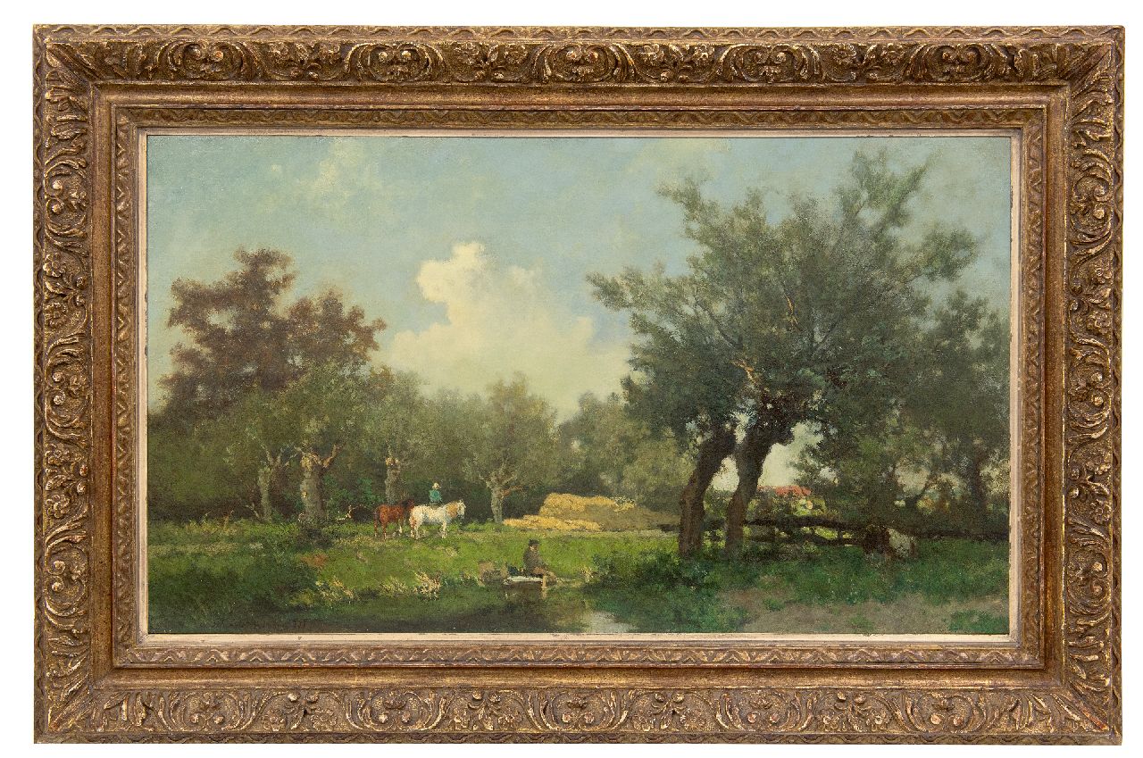 Weissenbruch H.J. | Hendrik Johannes 'J.H.' Weissenbruch, Ruiters bij een plas, olieverf op doek op paneel 48,5 x 84,0 cm, gesigneerd linksonder en gedateerd '73 Weissenbruch H.J. | Hendrik Johannes 'J.H.' Weissenbruch, Ruiters bij een plas, olieverf op doek op paneel 48,5 x 84,0 cm, gesigneerd linksonder en gedateerd '73