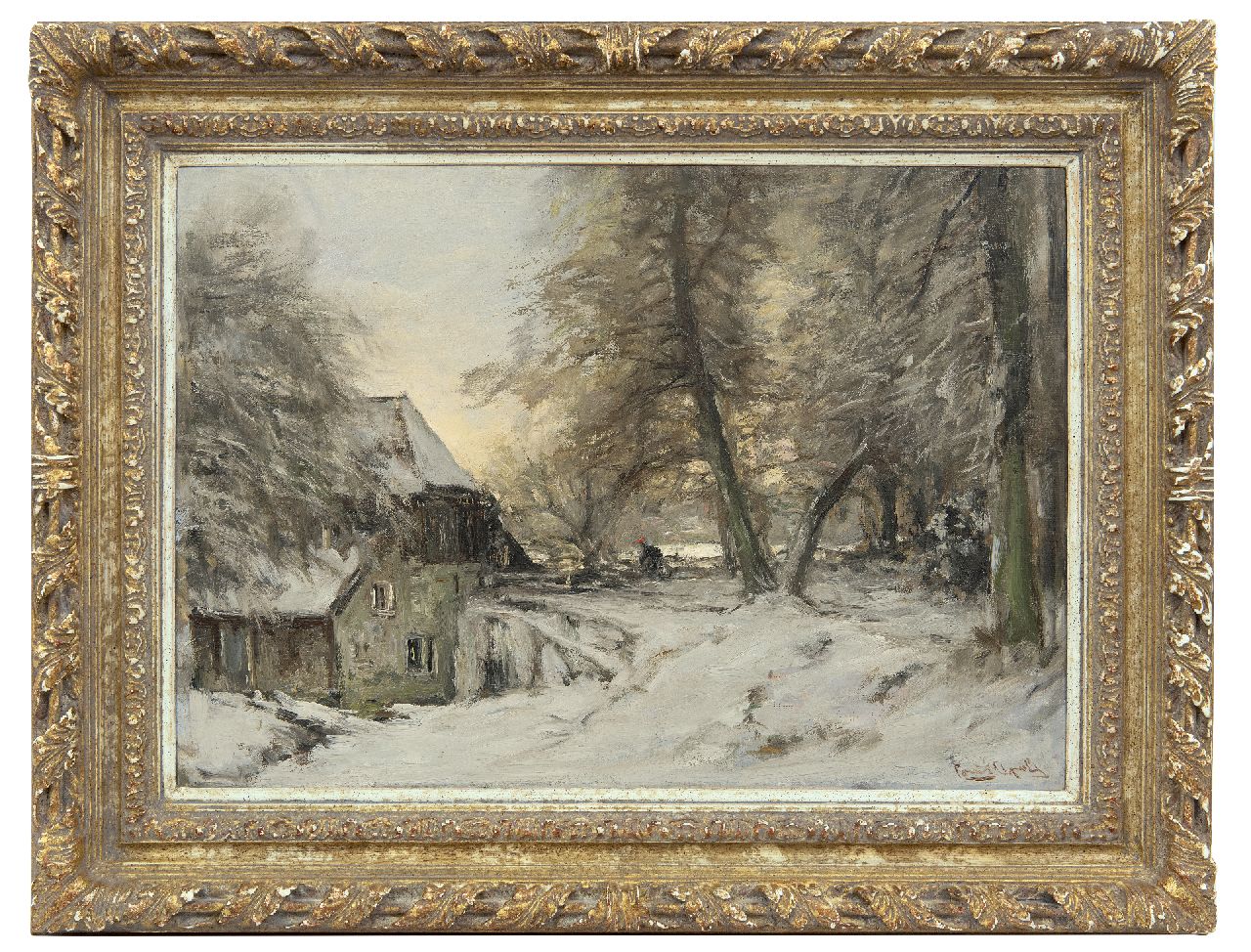 Apol L.F.H. | Lodewijk Franciscus Hendrik 'Louis' Apol, Watermolen in winters bos, olieverf op doek 42,4 x 60,7 cm, gesigneerd rechtsonder Apol L.F.H. | Lodewijk Franciscus Hendrik 'Louis' Apol, Watermolen in winters bos, olieverf op doek 42,4 x 60,7 cm, gesigneerd rechtsonder