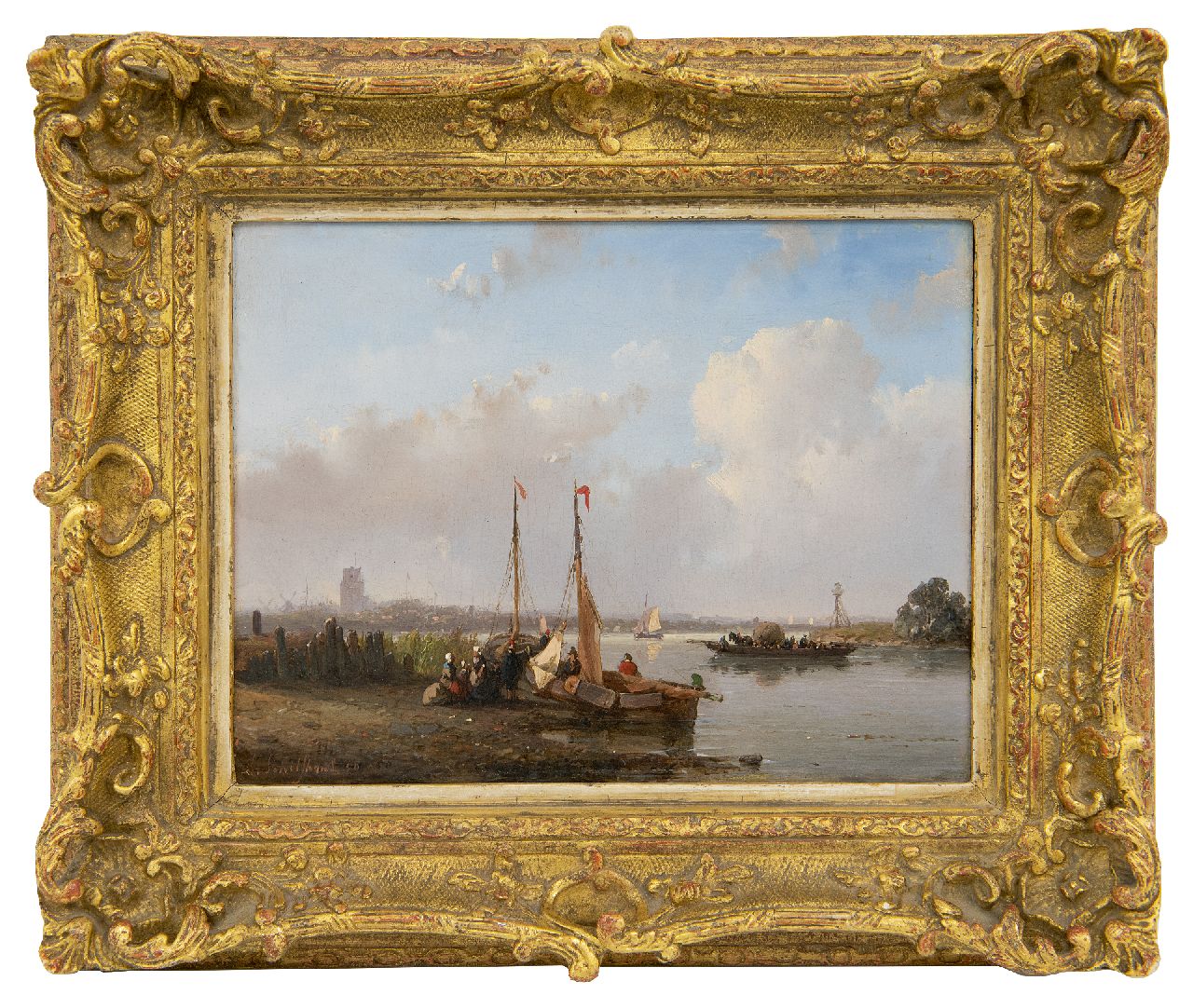 Schelfhout A. | Andreas Schelfhout, Een zomerdag op het water bij Dordrecht, olieverf op paneel 17,3 x 22,7 cm, gesigneerd linksonder en gedateerd '50 Schelfhout A. | Andreas Schelfhout, Een zomerdag op het water bij Dordrecht, olieverf op paneel 17,3 x 22,7 cm, gesigneerd linksonder en gedateerd '50
