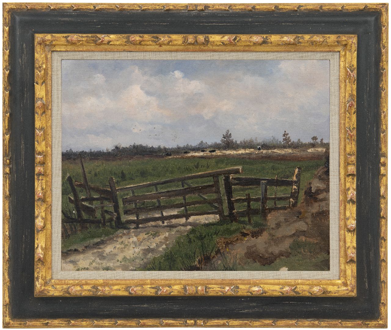 Mesdag H.W. | Hendrik Willem Mesdag, Duinlandschap met vee, olieverf op doek op board 30,6 x 38,4 cm Mesdag H.W. | Hendrik Willem Mesdag, Duinlandschap met vee, olieverf op doek op board 30,6 x 38,4 cm