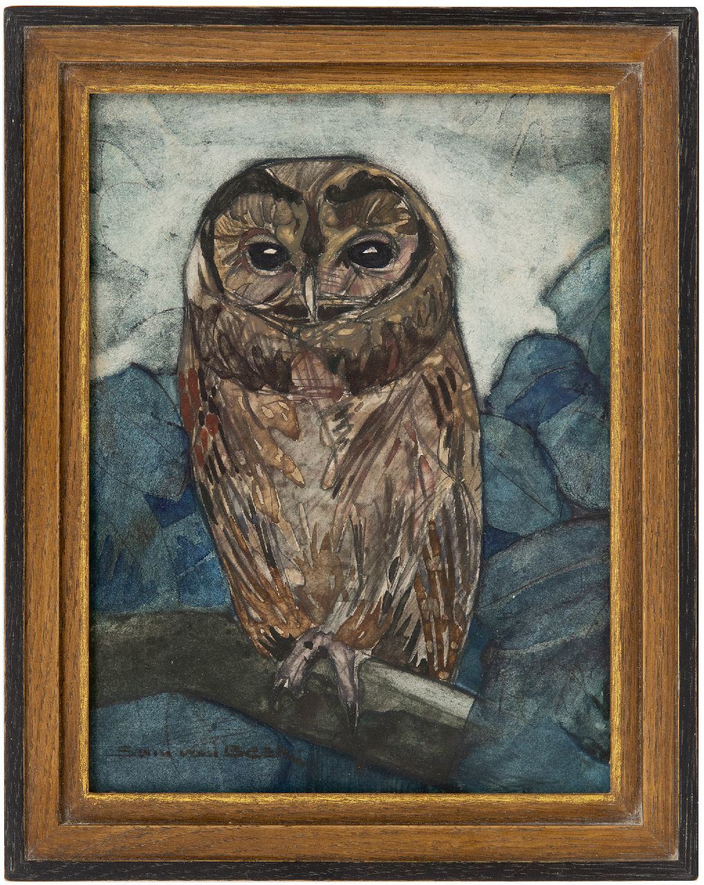 Beek S.J. van | Samuel Joseph 'Sam' van Beek, Bosuil, aquarel op papier 25,5 x 19,2 cm, gesigneerd linksonder Beek S.J. van | Samuel Joseph 'Sam' van Beek, Bosuil, aquarel op papier 25,5 x 19,2 cm, gesigneerd linksonder