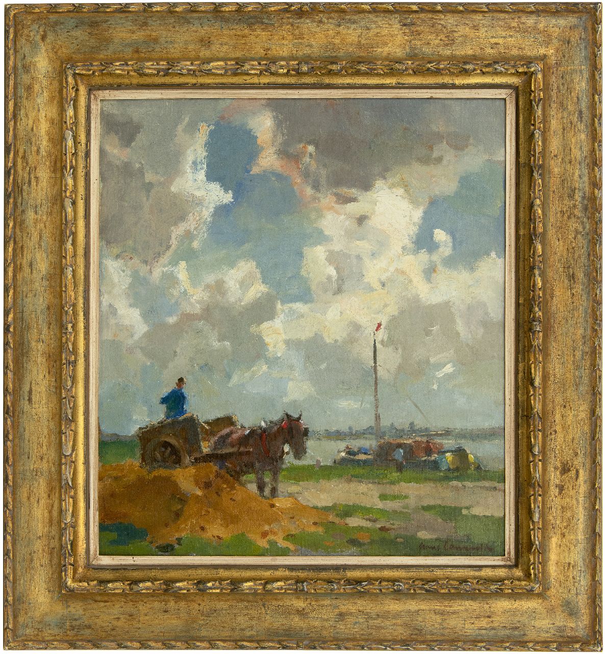 Langeveld F.A. | Franciscus Arnoldus 'Frans' Langeveld | Schilderijen te koop aangeboden | Zandkruier langs de rivier, olieverf op doek 49,9 x 45,3 cm, gesigneerd rechtsonder Langeveld F.A. | Franciscus Arnoldus 'Frans' Langeveld | Schilderijen te koop aangeboden | Zandkruier langs de rivier, olieverf op doek 49,9 x 45,3 cm, gesigneerd rechtsonder
