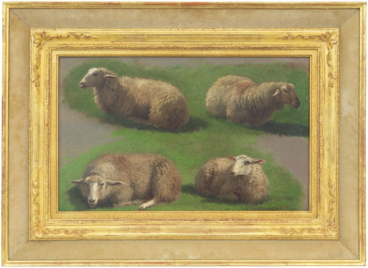 Lebret F. | Frans Lebret, Studie van schapen, olieverf op papier op paneel 23,4 x 37,0 cm Lebret F. | Frans Lebret, Studie van schapen, olieverf op papier op paneel 23,4 x 37,0 cm
