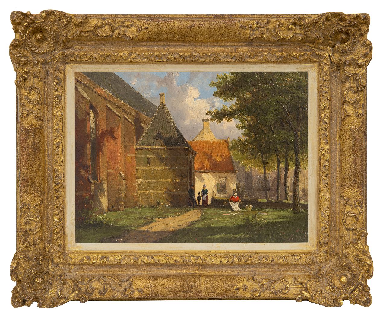 Koekkoek W. | Willem Koekkoek | Schilderijen te koop aangeboden | Zonnig gezicht op de Zuiderkerk in Enkhuizen, olieverf op paneel 19,1 x 25,6 cm, gesigneerd rechtsonder met initialen Koekkoek W. | Willem Koekkoek | Schilderijen te koop aangeboden | Zonnig gezicht op de Zuiderkerk in Enkhuizen, olieverf op paneel 19,1 x 25,6 cm, gesigneerd rechtsonder met initialen