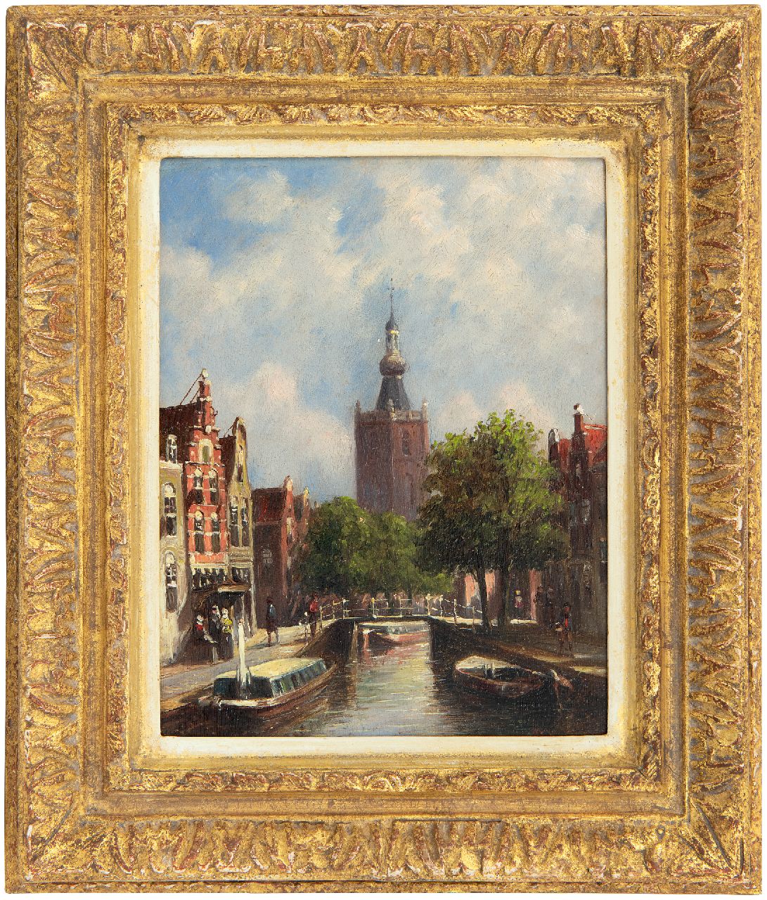 Vertin P.G.  | Petrus Gerardus Vertin | Schilderijen te koop aangeboden | Stadsgezicht met de kerktoren van Overschie, olieverf op paneel 19,0 x 14,8 cm, gesigneerd rechtsonder en gedateerd '77