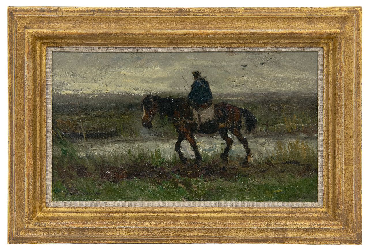 Scherrewitz J.F.C.  | Johan Frederik Cornelis Scherrewitz | Schilderijen te koop aangeboden | Op het jaagpad, olieverf op papier op paneel 18,5 x 31,6 cm, gesigneerd linksonder