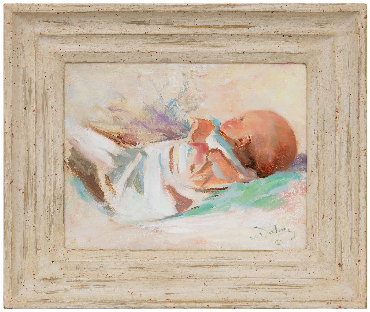 Dülmen Krumpelmann E.B. von | Erasmus Bernhard von Dülmen Krumpelmann | Schilderijen te koop aangeboden | Baby, olieverf op paneel 18,5 x 23,8 cm, gesigneerd rechtsonder Dülmen Krumpelmann E.B. von | Erasmus Bernhard von Dülmen Krumpelmann | Schilderijen te koop aangeboden | Baby, olieverf op paneel 18,5 x 23,8 cm, gesigneerd rechtsonder