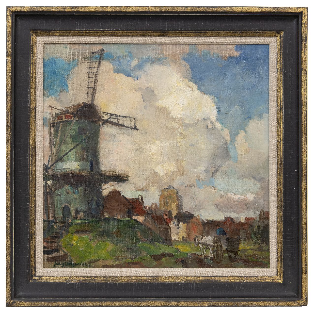 Langeveld F.A. | Franciscus Arnoldus 'Frans' Langeveld | Schilderijen te koop aangeboden | Gezicht op Zierikzee met de Dikke Toren, olieverf op doek 40,1 x 40,1 cm, gesigneerd linksonder Langeveld F.A. | Franciscus Arnoldus 'Frans' Langeveld | Schilderijen te koop aangeboden | Gezicht op Zierikzee met de Dikke Toren, olieverf op doek 40,1 x 40,1 cm, gesigneerd linksonder