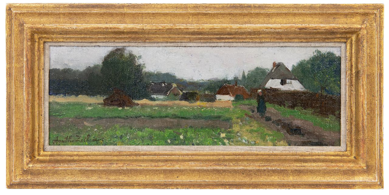 Zethraeus A.W. | 'Agatha' Wilhelmina Zethraeus | Schilderijen te koop aangeboden | Dorpsgezicht met boerderij, olieverf op doek op board 12,7 x 34,8 cm, gesigneerd linksonder Zethraeus A.W. | 'Agatha' Wilhelmina Zethraeus | Schilderijen te koop aangeboden | Dorpsgezicht met boerderij, olieverf op doek op board 12,7 x 34,8 cm, gesigneerd linksonder