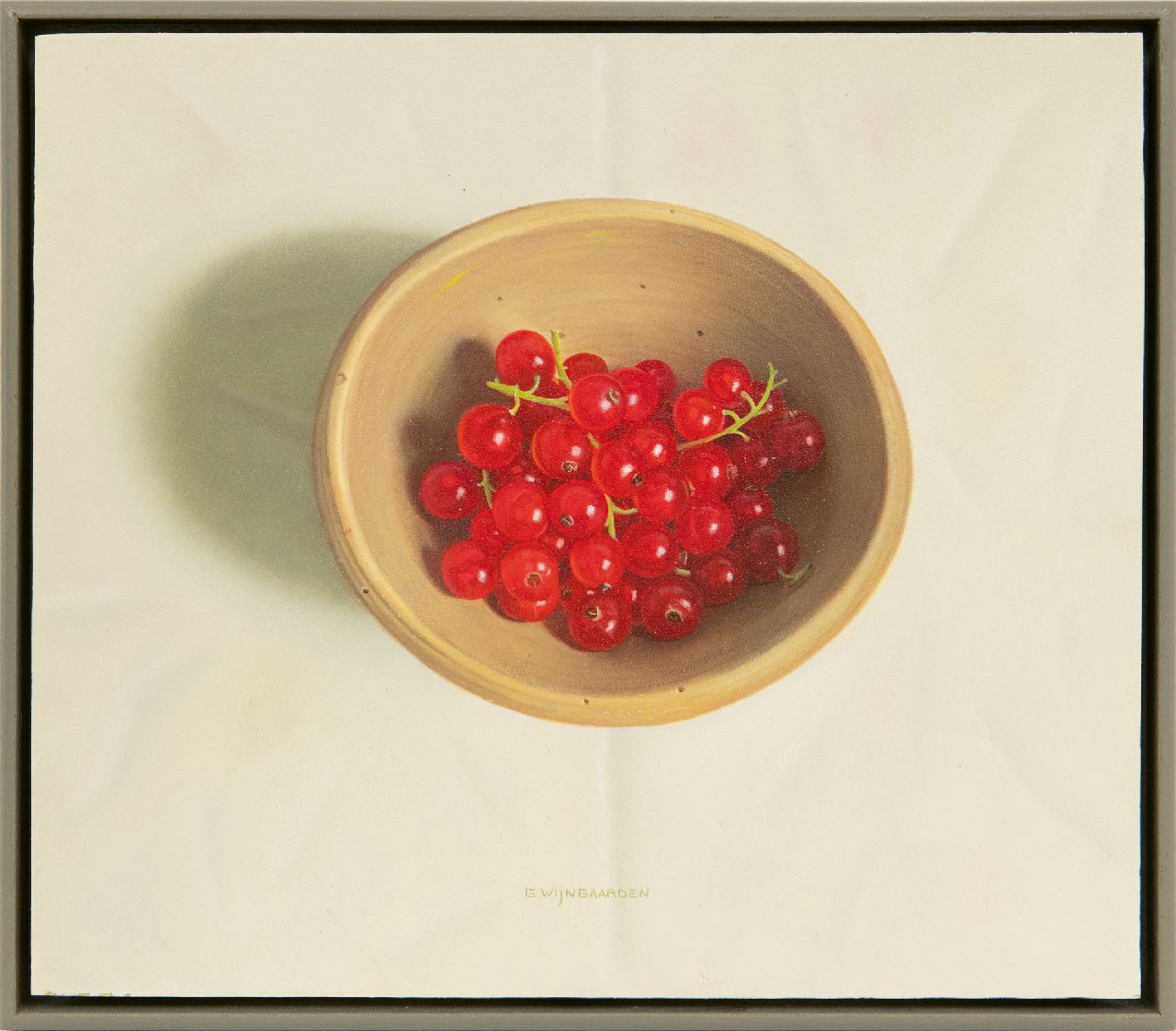 Wijngaarden G. | Gerrit Wijngaarden, Aalbessen in een kommetje, olieverf op board 19,5 x 22,4 cm, gesigneerd middenonder Wijngaarden G. | Gerrit Wijngaarden, Aalbessen in een kommetje, olieverf op board 19,5 x 22,4 cm, gesigneerd middenonder
