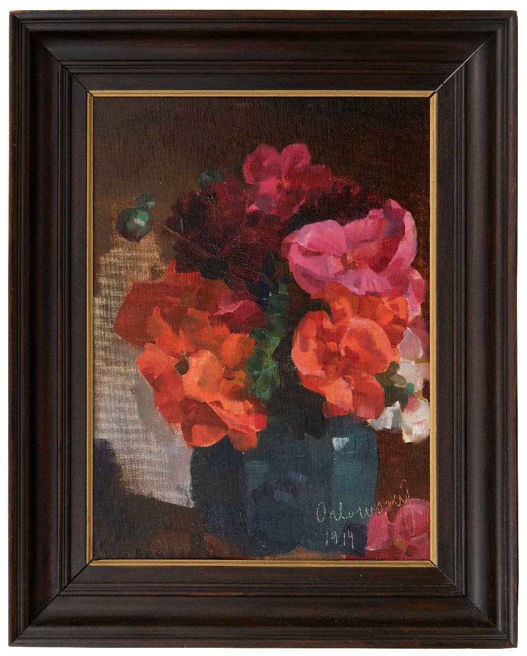Orlowsky E. | Eugen Orlowsky | Schilderijen te koop aangeboden | Bloemstilleven, olieverf op doek op board op paneel 49,1 x 36,2 cm, gesigneerd rechtsonder en gedateerd 1914 Orlowsky E. | Eugen Orlowsky | Schilderijen te koop aangeboden | Bloemstilleven, olieverf op doek op board op paneel 49,1 x 36,2 cm, gesigneerd rechtsonder en gedateerd 1914
