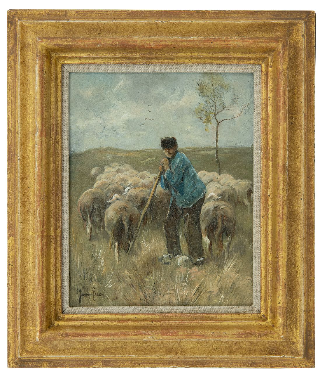 Essen J.C. van | Johannes Cornelis 'Jan' van Essen, Herder met schapen, olieverf op koper 20,0 x 16,0 cm, gesigneerd linksonder Essen J.C. van | Johannes Cornelis 'Jan' van Essen, Herder met schapen, olieverf op koper 20,0 x 16,0 cm, gesigneerd linksonder