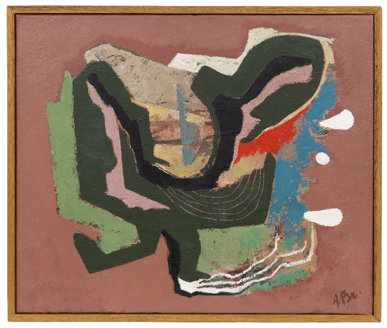 Breetvelt A. | Adolf 'Dolf' Breetvelt | Schilderijen te koop aangeboden | Abstract, olieverf op doek 50,3 x 60,3 cm, gesigneerd rechtsonder en op spieraam en te dateren eind jaren 40 Breetvelt A. | Adolf 'Dolf' Breetvelt | Schilderijen te koop aangeboden | Abstract, olieverf op doek 50,3 x 60,3 cm, gesigneerd rechtsonder en op spieraam en te dateren eind jaren 40