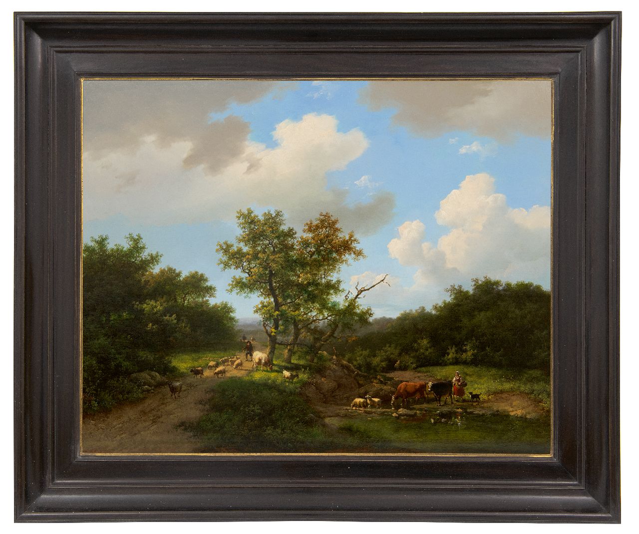 Koekkoek/Verboeckhoven M.A.I/E.J. | Marinus Adrianus/Eugène Joseph Koekkoek/Verboeckhoven, Vee bij een drinkplaats, olieverf op paneel 44,3 x 56,3 cm, gesigneerd linksonder 'M.A. Koekkoek' en gedateerd 1853 Koekkoek/Verboeckhoven M.A.I/E.J. | Marinus Adrianus/Eugène Joseph Koekkoek/Verboeckhoven, Vee bij een drinkplaats, olieverf op paneel 44,3 x 56,3 cm, gesigneerd linksonder 'M.A. Koekkoek' en gedateerd 1853