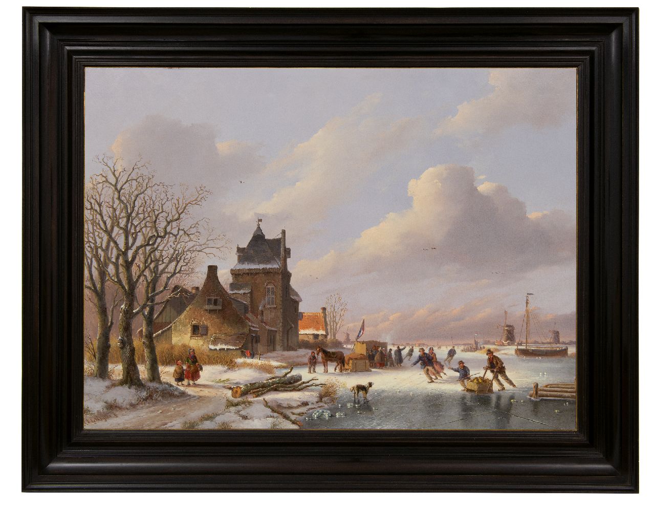 Meijier A.A. de | Anthony Andreas de Meijier, Wintergezicht met schaatsers en koek-en-zopietent, olieverf op paneel 53,5 x 72,9 cm, gesigneerd linksonder Meijier A.A. de | Anthony Andreas de Meijier, Wintergezicht met schaatsers en koek-en-zopietent, olieverf op paneel 53,5 x 72,9 cm, gesigneerd linksonder