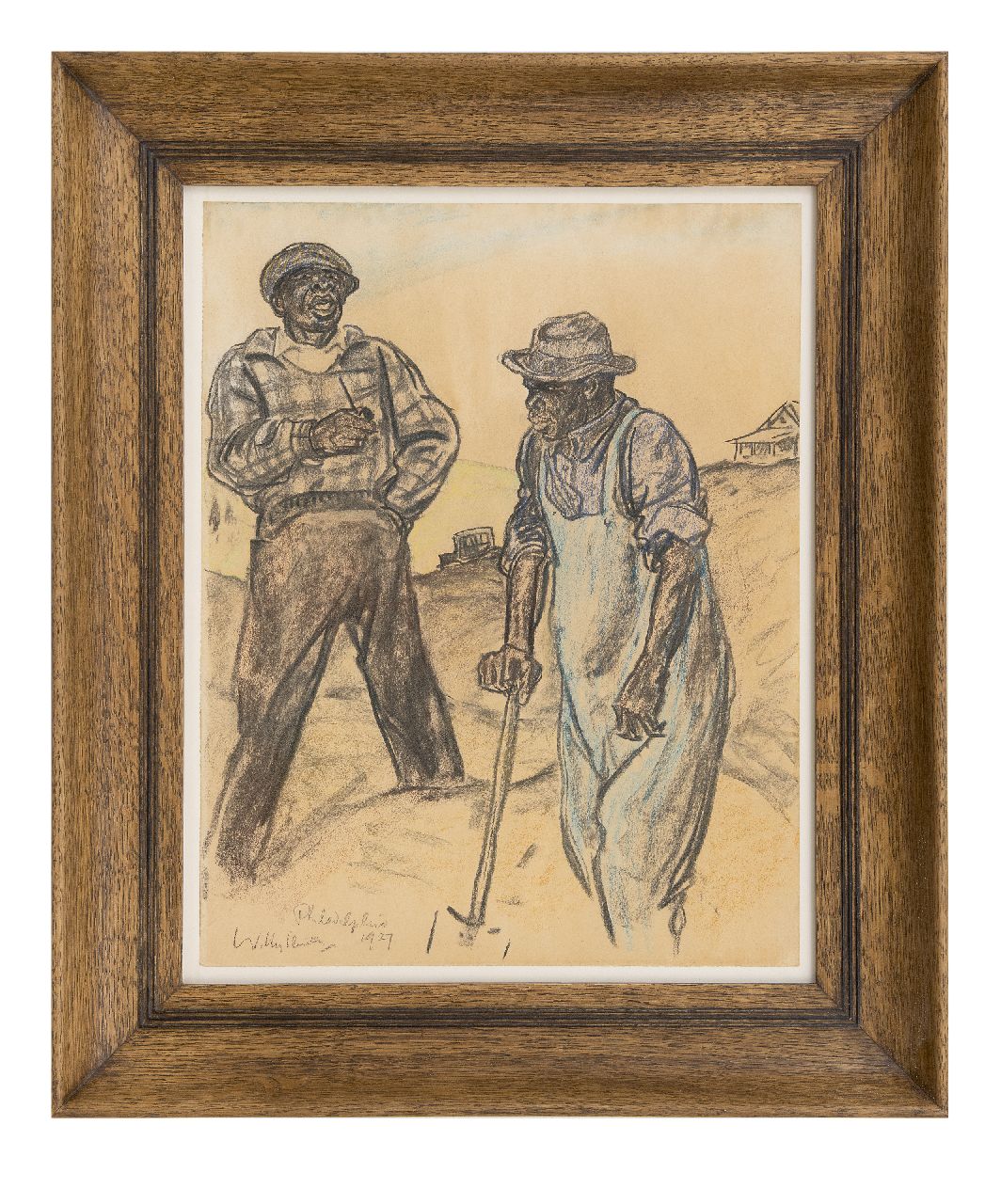Sluiter J.W.  | Jan Willem 'Willy' Sluiter, Grondwerkers, Philadelphia, tekening op papier 46,6 x 36,3 cm, gesigneerd linksonder en gedateerd 1927