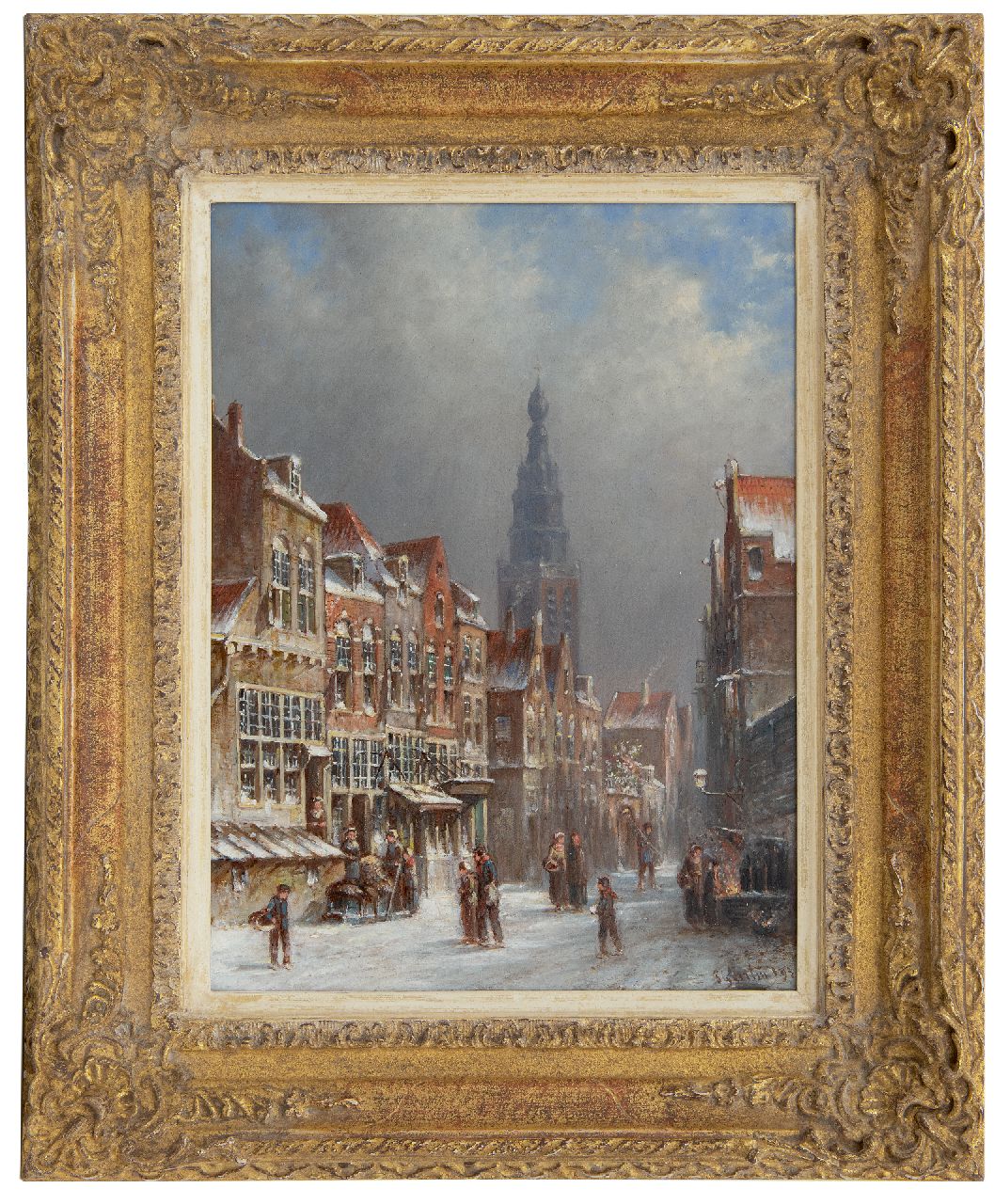 Vertin P.G. | Petrus Gerardus Vertin, Hollandse dorpsstraat in de sneeuw, olieverf op paneel 35,7 x 27,0 cm, gesigneerd rechtsonder en gedateerd '93 Vertin P.G. | Petrus Gerardus Vertin, Hollandse dorpsstraat in de sneeuw, olieverf op paneel 35,7 x 27,0 cm, gesigneerd rechtsonder en gedateerd '93