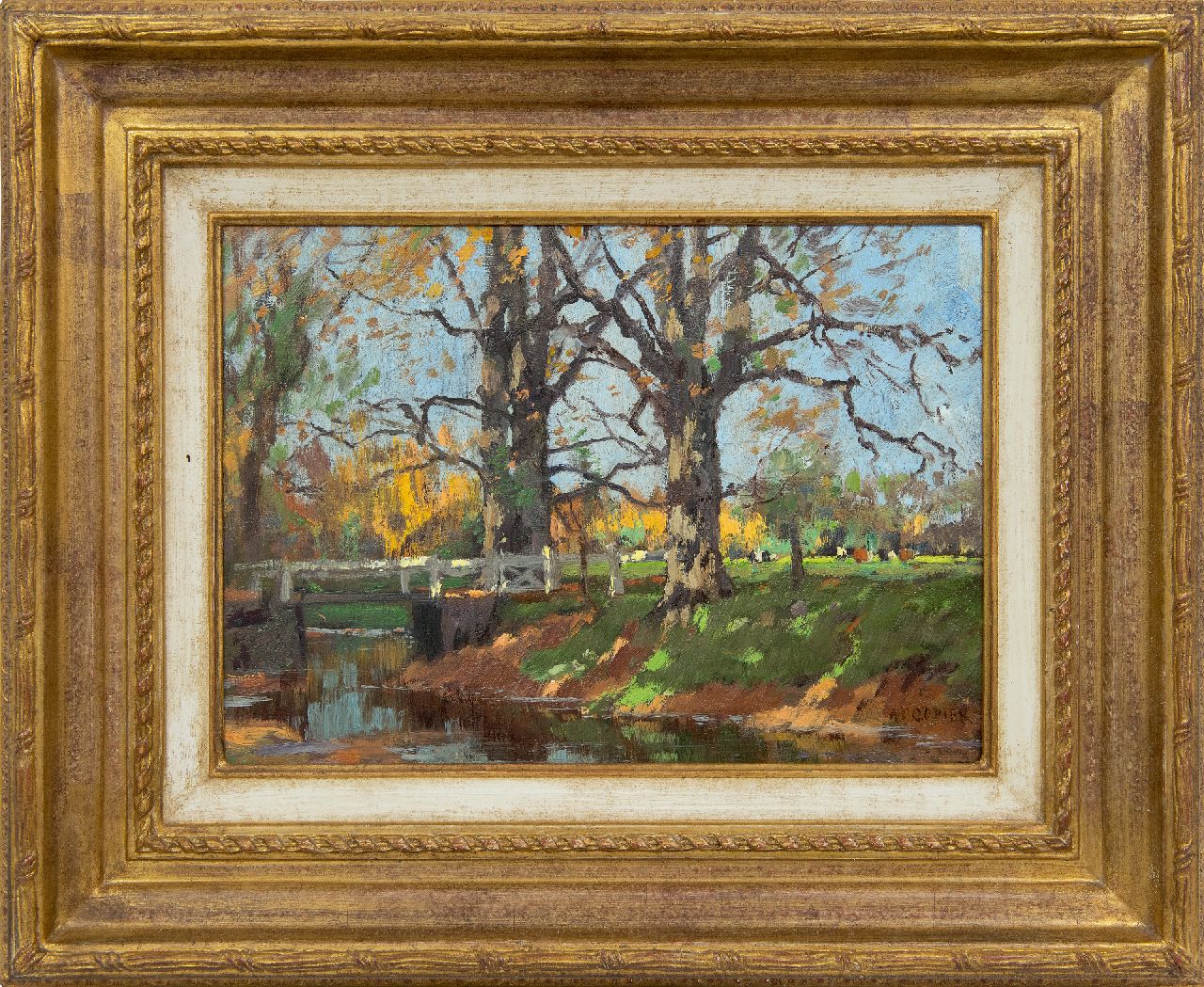 Gorter A.M. | 'Arnold' Marc Gorter | Schilderijen te koop aangeboden | Slootkant (beek op Het Loo), olieverf op paneel 26,0 x 36,6 cm, gesigneerd rechtsonder en te dateren ca. 1920 Gorter A.M. | 'Arnold' Marc Gorter | Schilderijen te koop aangeboden | Slootkant (beek op Het Loo), olieverf op paneel 26,0 x 36,6 cm, gesigneerd rechtsonder en te dateren ca. 1920