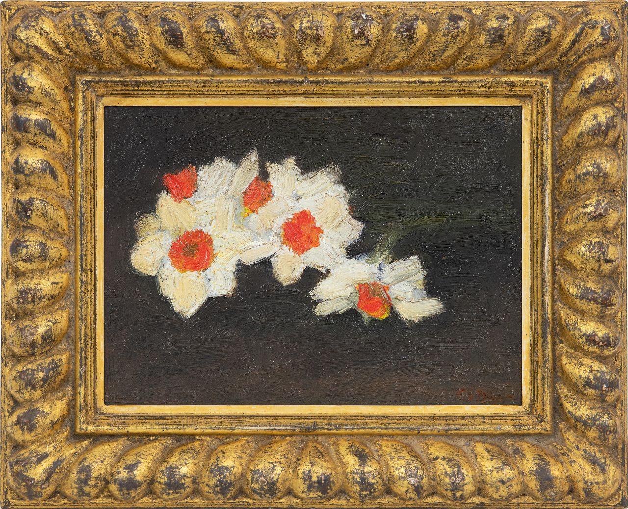 Windt Ch. van der | Christophe 'Chris' van der Windt, Witte narcissen, olieverf op board 16,7 x 22,8 cm, gesigneerd rechtsonder