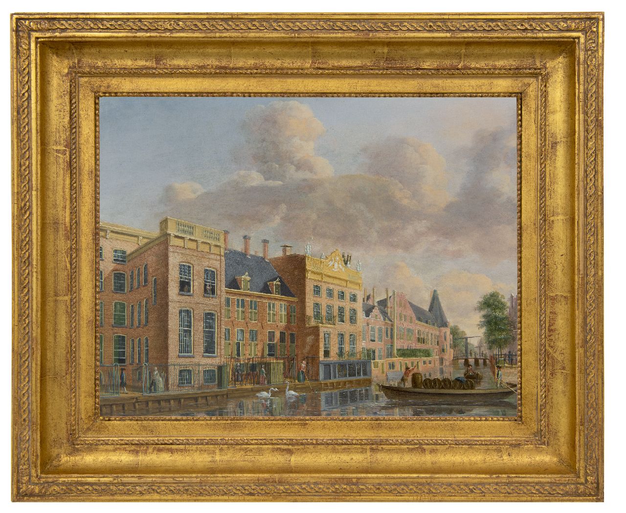Compe J. ten | Jan ten Compe | Schilderijen te koop aangeboden | Gezicht op de Amstel met de huizen aan de Doelenstraat en de Kloveniersdoelen, Amsterdam, olieverf op paneel 32,6 x 42,6 cm Compe J. ten | Jan ten Compe | Schilderijen te koop aangeboden | Gezicht op de Amstel met de huizen aan de Doelenstraat en de Kloveniersdoelen, Amsterdam, olieverf op paneel 32,6 x 42,6 cm