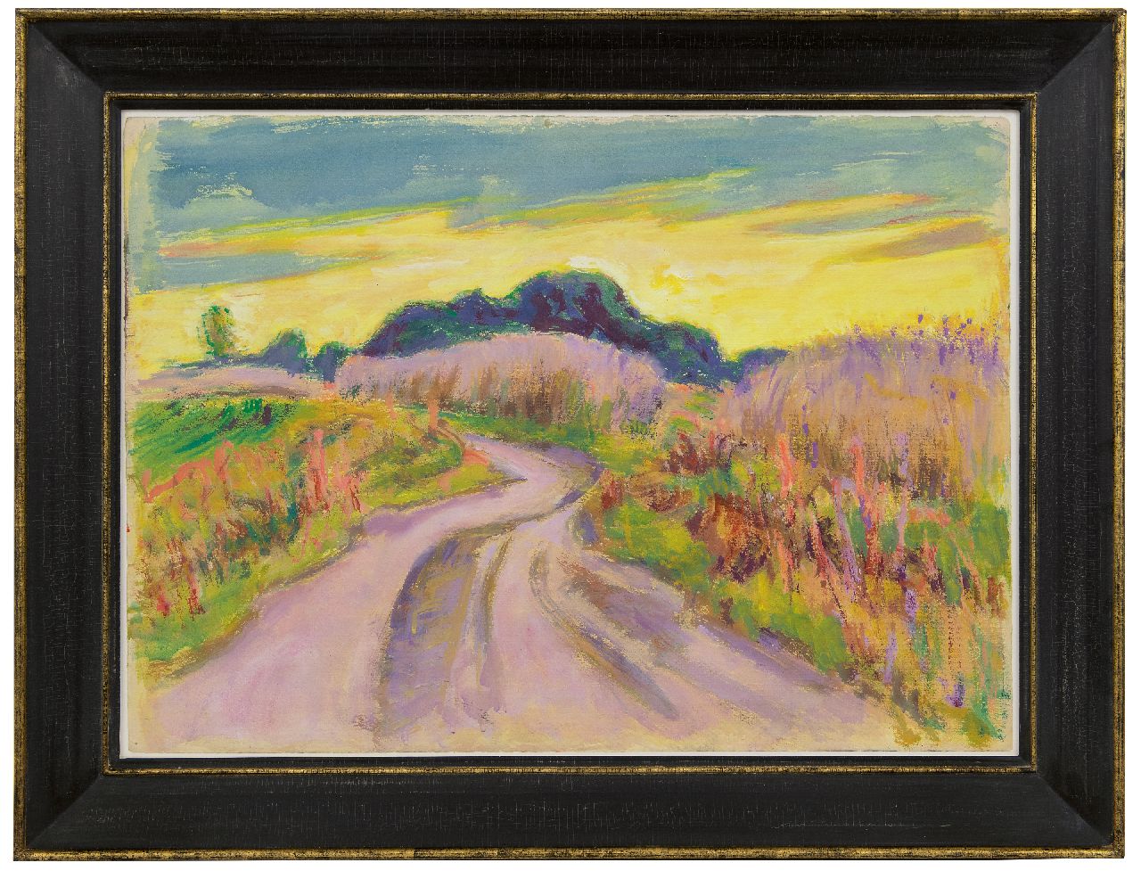 Altink J. | Jan Altink, Landweg met gele lucht; verso: Bospad, gouache op papier 56,0 x 78,4 cm Altink J. | Jan Altink, Landweg met gele lucht; verso: Bospad, gouache op papier 56,0 x 78,4 cm