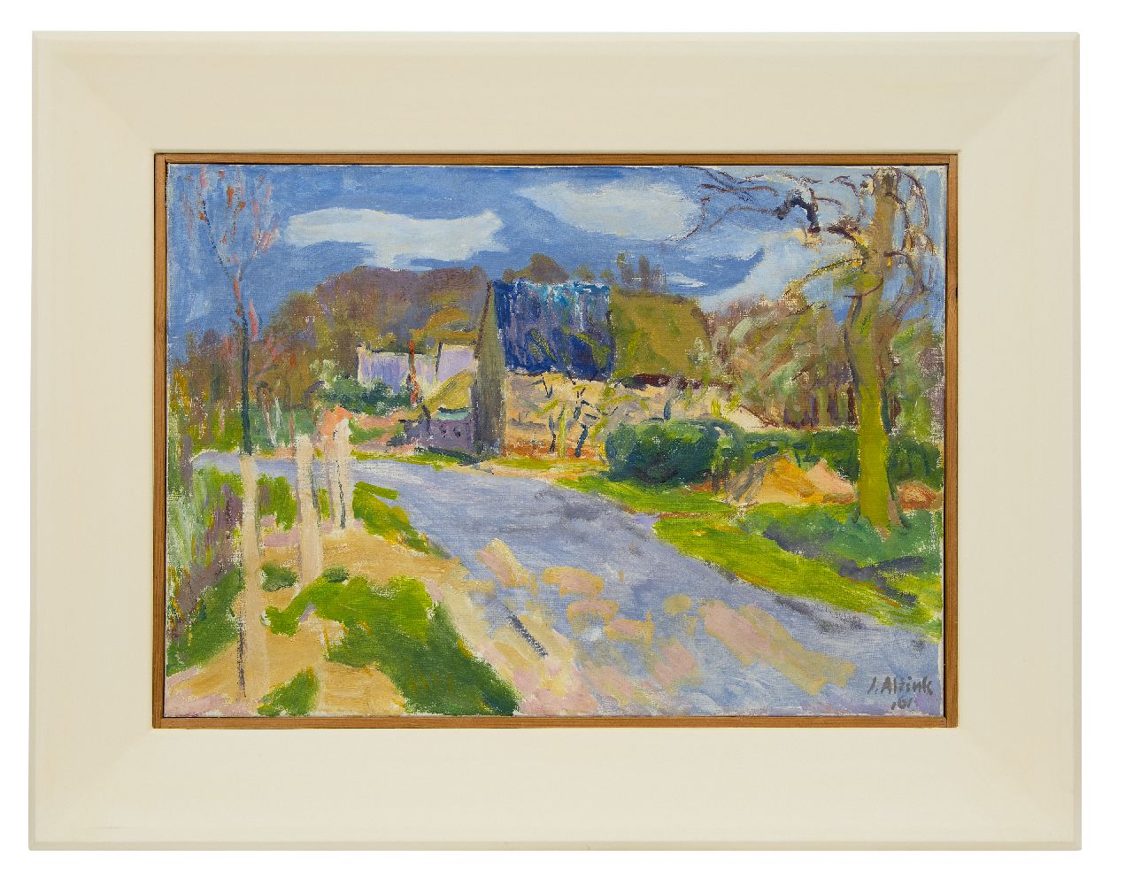 Altink J.  | Jan Altink, Weggetje bij Dwingeloo, Drenthe, olieverf op doek 49,9 x 70,1 cm, gesigneerd rechtsonder en gedateerd '61