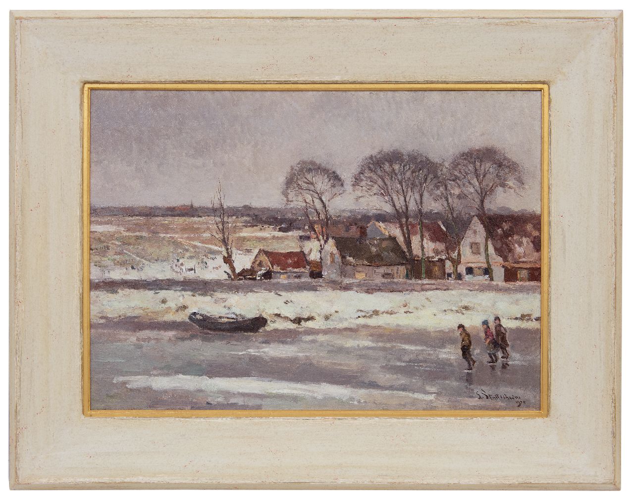 Stutterheim L.P. | Lodewijk Philippus 'Louis' Stutterheim, Kinderen schaatsend op een vaart bij Nieuwkoop, olieverf op doek 50,5 x 70,7 cm, gesigneerd rechtsonder en gedateerd 1924 Stutterheim L.P. | Lodewijk Philippus 'Louis' Stutterheim, Kinderen schaatsend op een vaart bij Nieuwkoop, olieverf op doek 50,5 x 70,7 cm, gesigneerd rechtsonder en gedateerd 1924