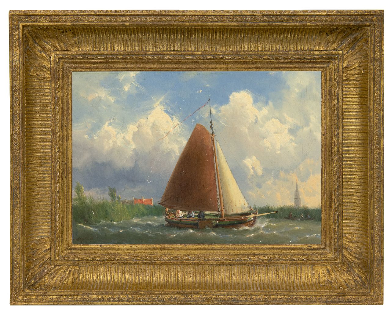 Koekkoek J.H.B. | Johannes Hermanus Barend 'Jan H.B.' Koekkoek | Schilderijen te koop aangeboden | Pleziervaart op een Fries jacht, olieverf op paneel 23,1 x 32,6 cm, gesigneerd linksonder en gedateerd '61 Koekkoek J.H.B. | Johannes Hermanus Barend 'Jan H.B.' Koekkoek | Schilderijen te koop aangeboden | Pleziervaart op een Fries jacht, olieverf op paneel 23,1 x 32,6 cm, gesigneerd linksonder en gedateerd '61