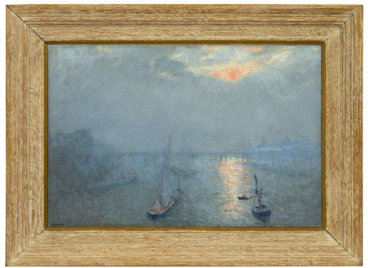 Cossaar J.C.W. | Jacobus Cornelis Wyand 'Ko' Cossaar, De Thames in de nevel, olieverf op doek 51,8 x 76,5 cm, gesigneerd linksonder Cossaar J.C.W. | Jacobus Cornelis Wyand 'Ko' Cossaar, De Thames in de nevel, olieverf op doek 51,8 x 76,5 cm, gesigneerd linksonder