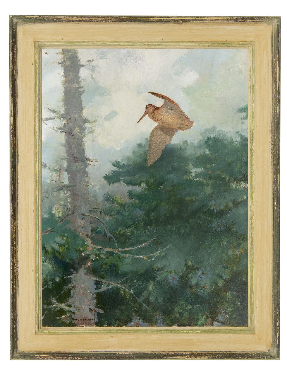 Hem P. van der | Pieter 'Piet' van der Hem, Invallende houtsnip, olieverf op board 78,5 x 59,5 cm, gesigneerd linksonder Hem P. van der | Pieter 'Piet' van der Hem, Invallende houtsnip, olieverf op board 78,5 x 59,5 cm, gesigneerd linksonder