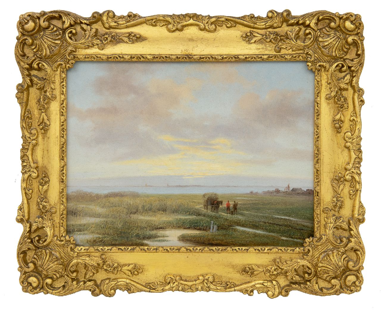 Roosenboom N.J. | Nicolaas Johannes Roosenboom | Schilderijen te koop aangeboden | Rietsnijders met paard en wagen in weids landschap, olieverf op paneel 20,5 x 27,0 cm, gesigneerd rechtsonder Roosenboom N.J. | Nicolaas Johannes Roosenboom | Schilderijen te koop aangeboden | Rietsnijders met paard en wagen in weids landschap, olieverf op paneel 20,5 x 27,0 cm, gesigneerd rechtsonder