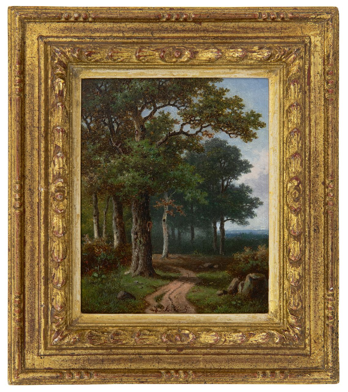 Koekkoek P.H. | Pieter Hendrik 'H.P.' Koekkoek, Bospad, olieverf op paneel 16,0 x 12,8 cm, gesigneerd middenonder Koekkoek P.H. | Pieter Hendrik 'H.P.' Koekkoek, Bospad, olieverf op paneel 16,0 x 12,8 cm, gesigneerd middenonder