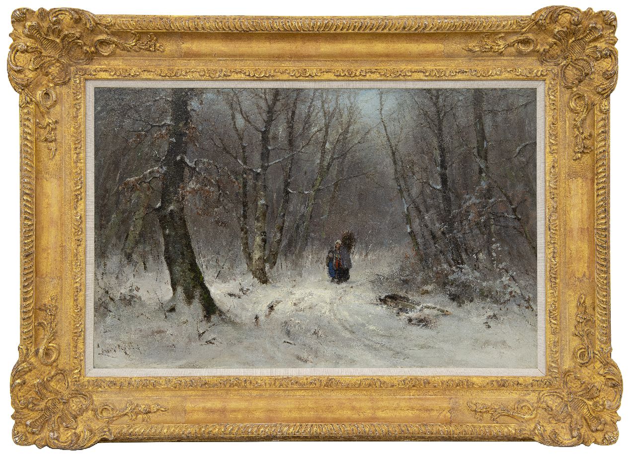 Apol L.F.H. | Lodewijk Franciscus Hendrik 'Louis' Apol, Houtsprokkelaars in besneeuwd bos, olieverf op doek 45,8 x 70,7 cm, gesigneerd linksonder en te dateren 1873-1875 Apol L.F.H. | Lodewijk Franciscus Hendrik 'Louis' Apol, Houtsprokkelaars in besneeuwd bos, olieverf op doek 45,8 x 70,7 cm, gesigneerd linksonder en te dateren 1873-1875