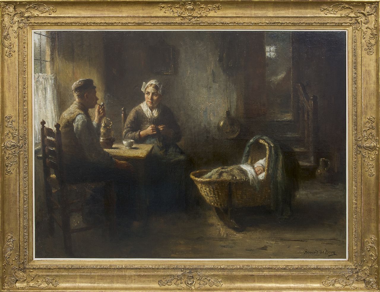 Hoog J.B. de | Johan 'Bernard' de Hoog | Schilderijen te koop aangeboden | Larens boereninterieur, olieverf op doek 96,0 x 126,2 cm, gesigneerd rechtsonder Hoog J.B. de | Johan 'Bernard' de Hoog | Schilderijen te koop aangeboden | Larens boereninterieur, olieverf op doek 96,0 x 126,2 cm, gesigneerd rechtsonder