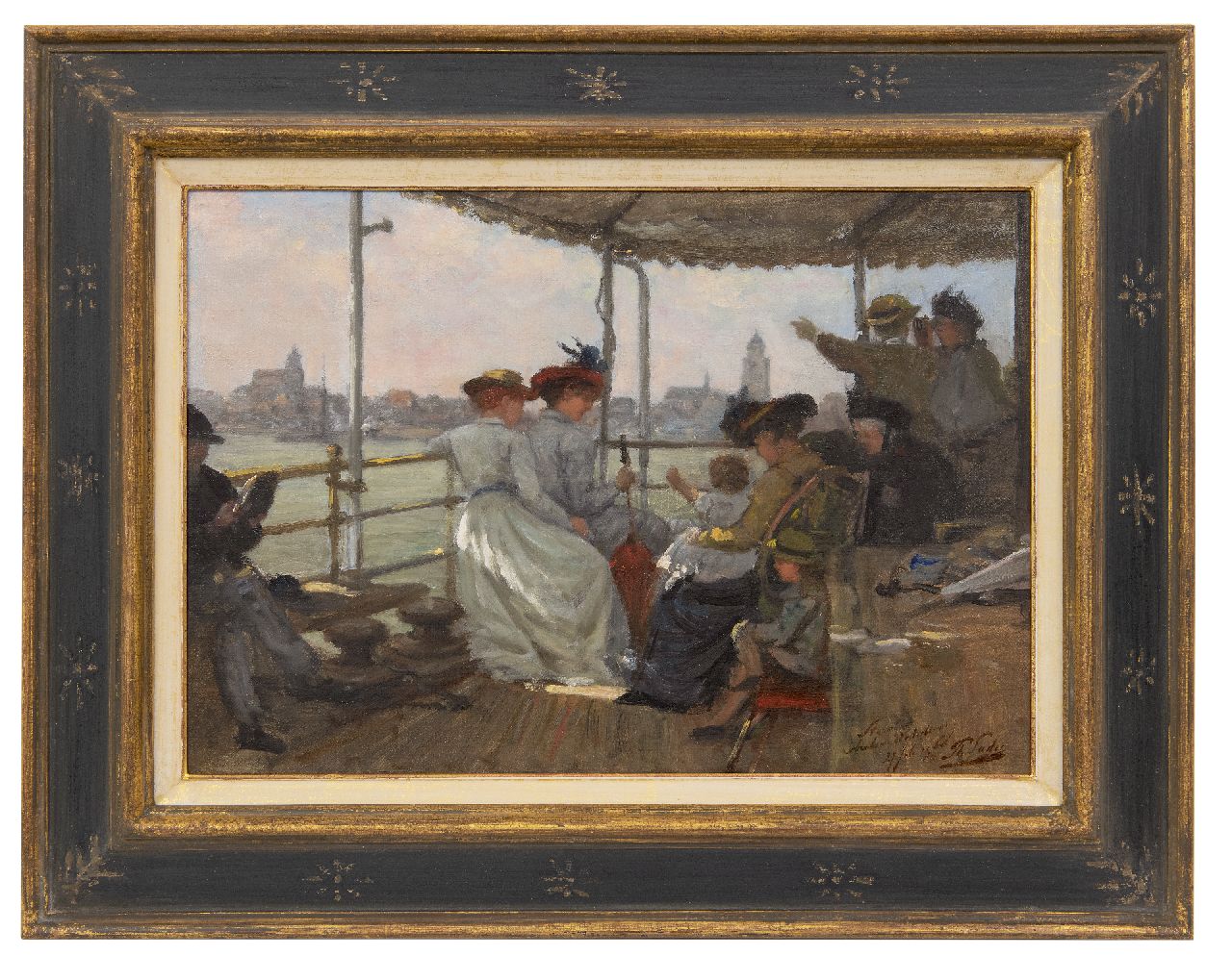 Sadée P.L.J.F. | Philip Lodewijk Jacob Frederik Sadée, Dagje uit op de stoomboot van Arnhem naar De Westerbouwing, olieverf op doek op paneel 34,6 x 50,0 cm, gesigneerd rechtsonder en gedateerd 27 juli 1900 Sadée P.L.J.F. | Philip Lodewijk Jacob Frederik Sadée, Dagje uit op de stoomboot van Arnhem naar De Westerbouwing, olieverf op doek op paneel 34,6 x 50,0 cm, gesigneerd rechtsonder en gedateerd 27 juli 1900