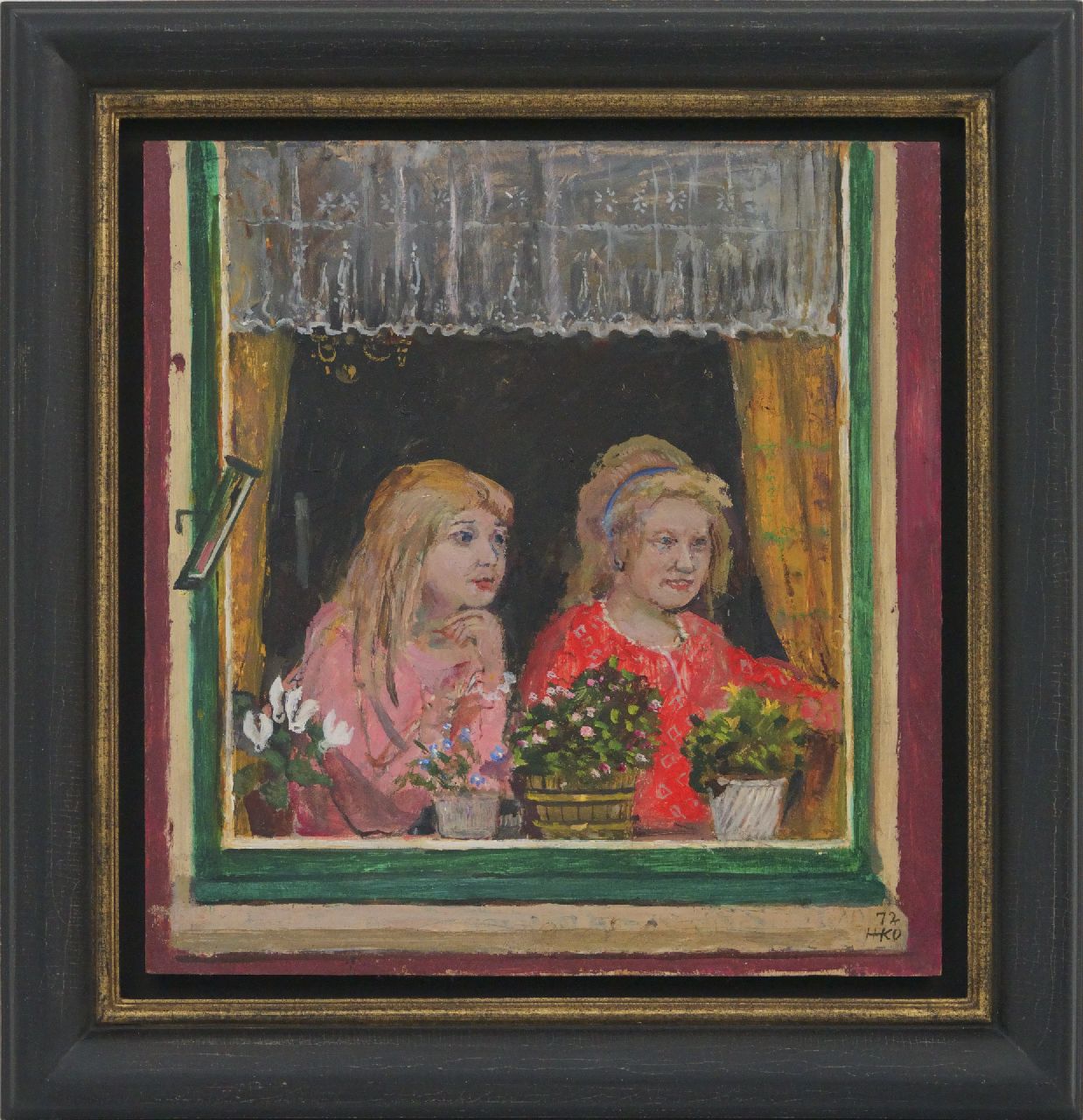 Kamerlingh Onnes H.H. | 'Harm' Henrick Kamerlingh Onnes, Op de uitkijk, olieverf op paneel 33,9 x 32,5 cm, gesigneerd rechtsonder met monogram en gedateerd '72 Kamerlingh Onnes H.H. | 'Harm' Henrick Kamerlingh Onnes, Op de uitkijk, olieverf op paneel 33,9 x 32,5 cm, gesigneerd rechtsonder met monogram en gedateerd '72