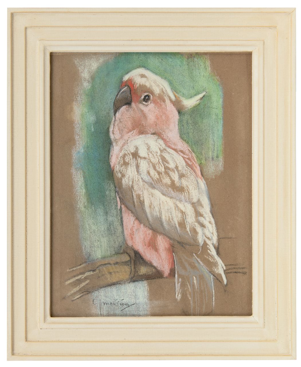 Mension C.J. | Cornelis Jan Mension, Roze kaketoe, pastel op papier 31,1 x 23,7 cm, gesigneerd linksonder Mension C.J. | Cornelis Jan Mension, Roze kaketoe, pastel op papier 31,1 x 23,7 cm, gesigneerd linksonder