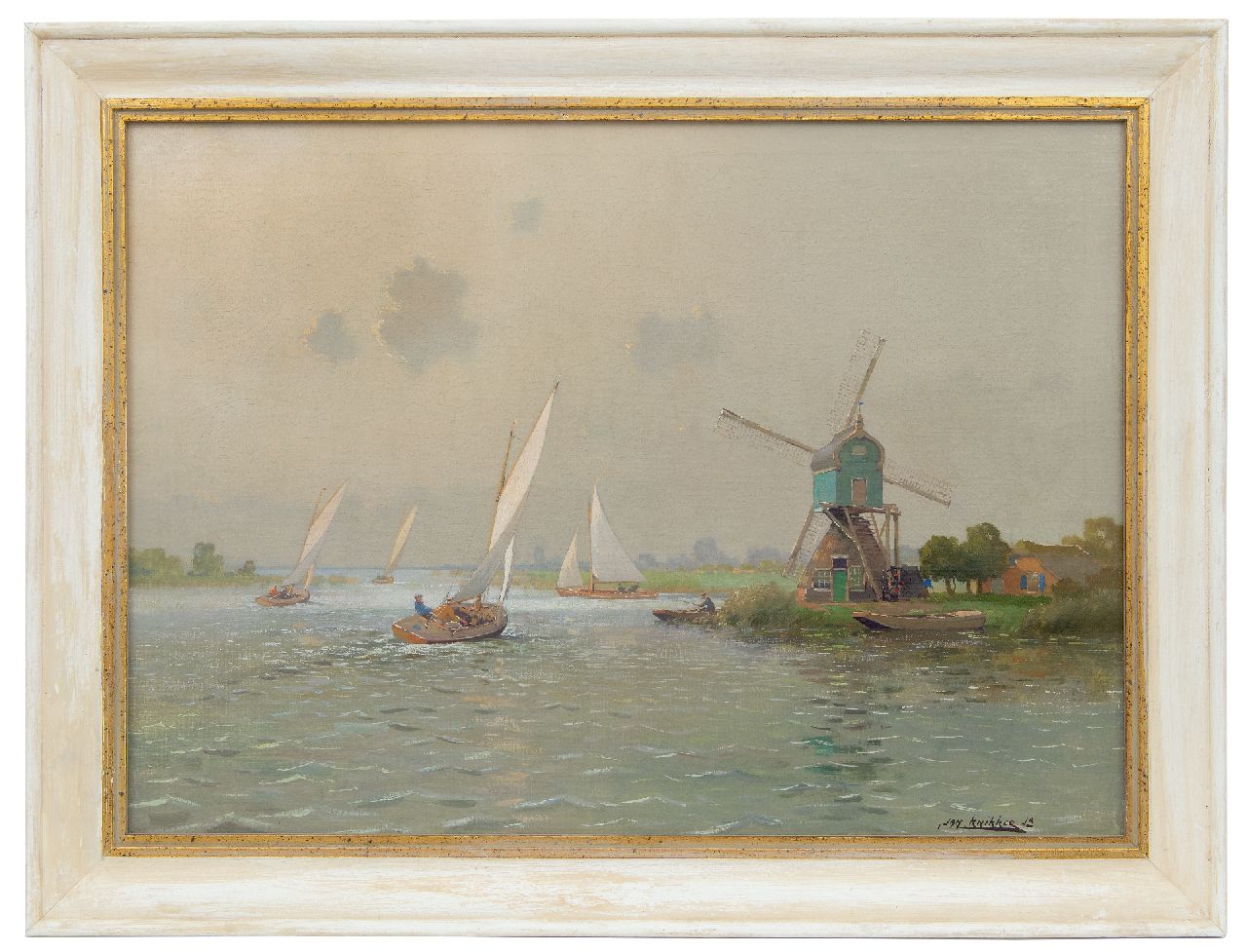 Knikker jr. J.S. | 'Jan' Simon Knikker jr. | Schilderijen te koop aangeboden | Zeilwedstrijd op Zuid-Hollandse plas, olieverf op doek 50,4 x 70,1 cm, gesigneerd rechtsonder Knikker jr. J.S. | 'Jan' Simon Knikker jr. | Schilderijen te koop aangeboden | Zeilwedstrijd op Zuid-Hollandse plas, olieverf op doek 50,4 x 70,1 cm, gesigneerd rechtsonder
