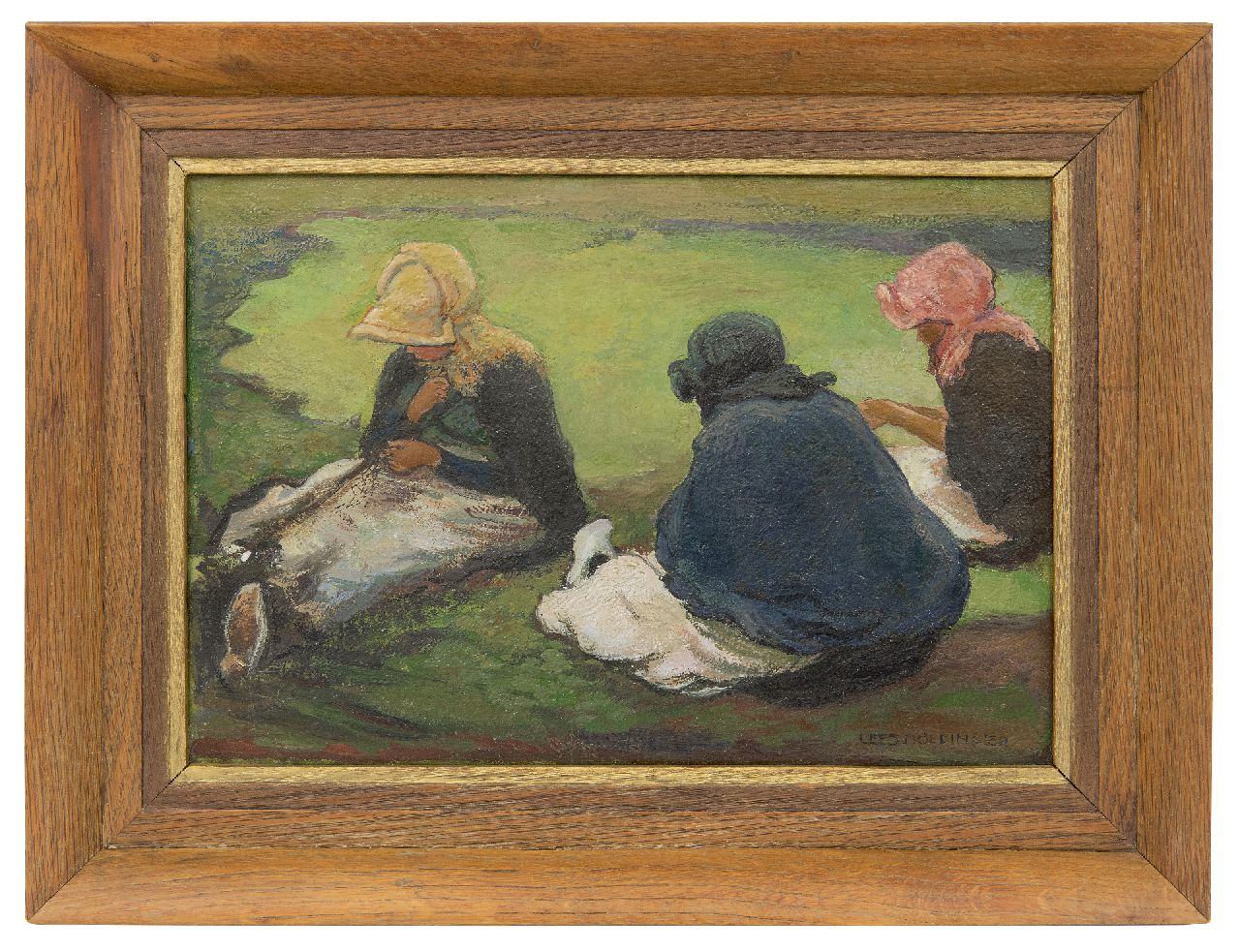 Bolding C.  | Cornelis 'Cees' Bolding, Nettenboetsters, Scheveningen, olieverf op doek 23,7 x 34,3 cm, gesigneerd rechtsonder en gedateerd 1930