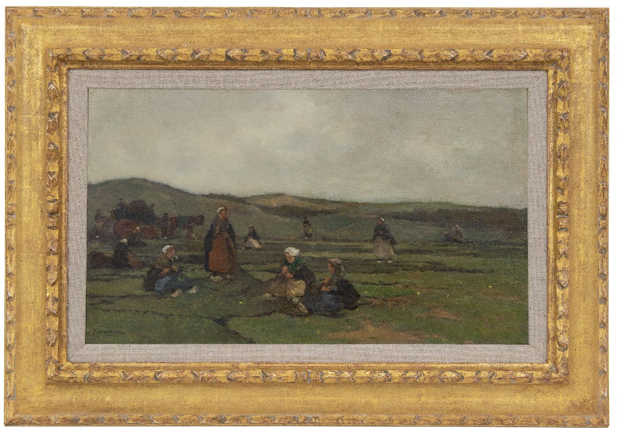 Akkeringa J.E.H. | 'Johannes Evert' Hendrik Akkeringa, Nettenboetsters, olieverf op doek 29,3 x 49,3 cm, gesigneerd linksonder Akkeringa J.E.H. | 'Johannes Evert' Hendrik Akkeringa, Nettenboetsters, olieverf op doek 29,3 x 49,3 cm, gesigneerd linksonder