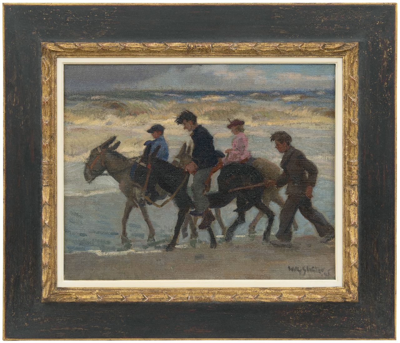 Sluiter J.W. | Jan Willem 'Willy' Sluiter, Ezelrit op het strand, olieverf op doek op paneel 40,1 x 50,3 cm, gesigneerd rechtsonder en gedateerd '48 Sluiter J.W. | Jan Willem 'Willy' Sluiter, Ezelrit op het strand, olieverf op doek op paneel 40,1 x 50,3 cm, gesigneerd rechtsonder en gedateerd '48
