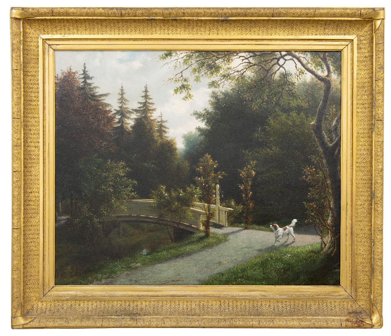 Eerelman O. | Otto Eerelman, Jachthond in een park, olieverf op doek 65,5 x 81,0 cm, gesigneerd linksonder Eerelman O. | Otto Eerelman, Jachthond in een park, olieverf op doek 65,5 x 81,0 cm, gesigneerd linksonder