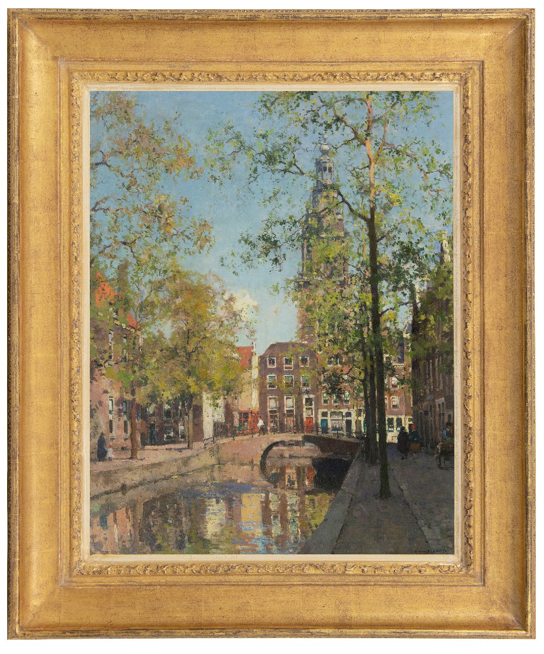 Vreedenburgh C.  | Cornelis Vreedenburgh, De Groenburgwal in Amsterdam met de Zuiderkerkstoren, olieverf op doek 73,4 x 59,3 cm, gesigneerd rechtsonder