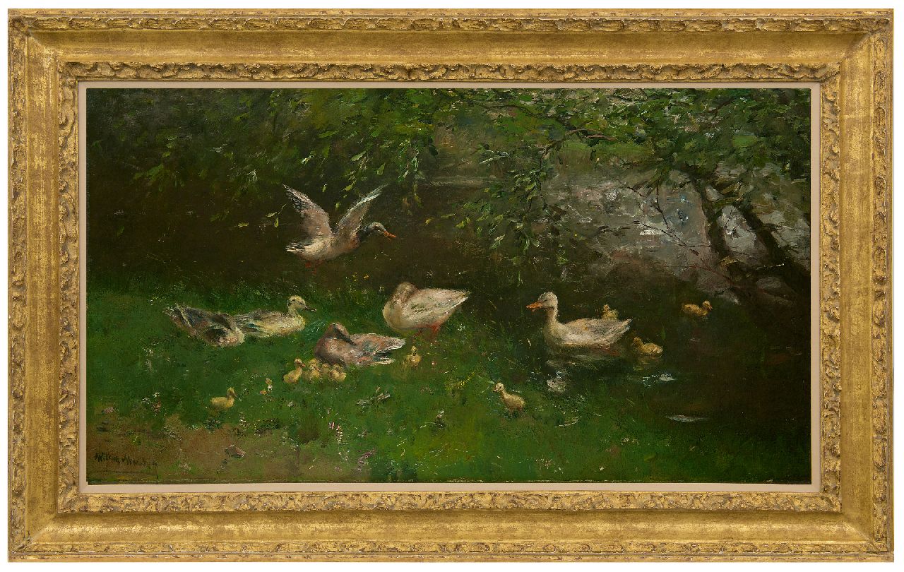 Maris W. | Willem Maris | Schilderijen te koop aangeboden | Eenden bij een vijver, olieverf op doek 53,8 x 97,5 cm, gesigneerd linksonder Maris W. | Willem Maris | Schilderijen te koop aangeboden | Eenden bij een vijver, olieverf op doek 53,8 x 97,5 cm, gesigneerd linksonder