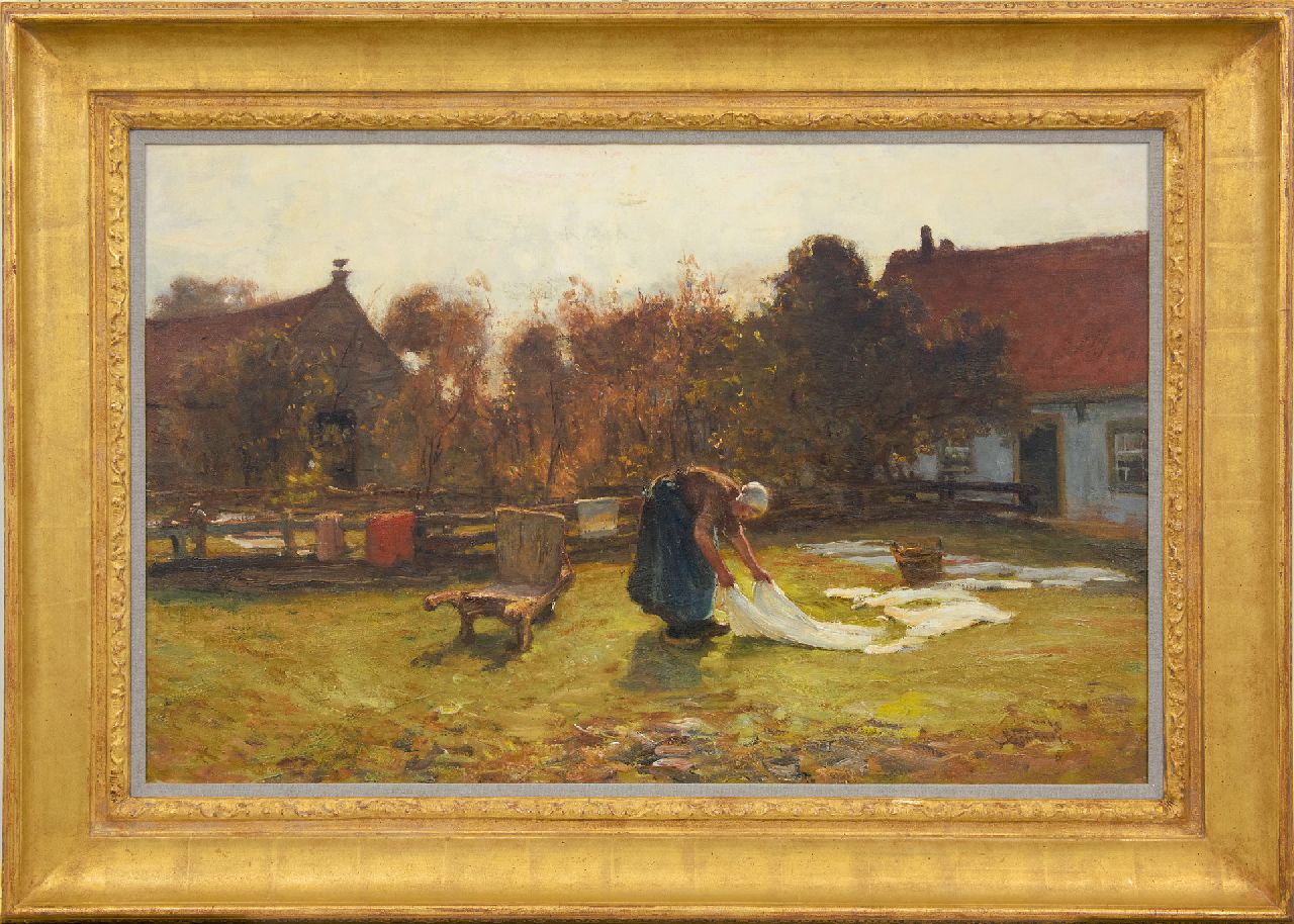 Blommers B.J. | Bernardus Johannes 'Bernard' Blommers, Het bleken van de was, olieverf op doek 58,7 x 91,6 cm, gesigneerd rechtsonder Blommers B.J. | Bernardus Johannes 'Bernard' Blommers, Het bleken van de was, olieverf op doek 58,7 x 91,6 cm, gesigneerd rechtsonder