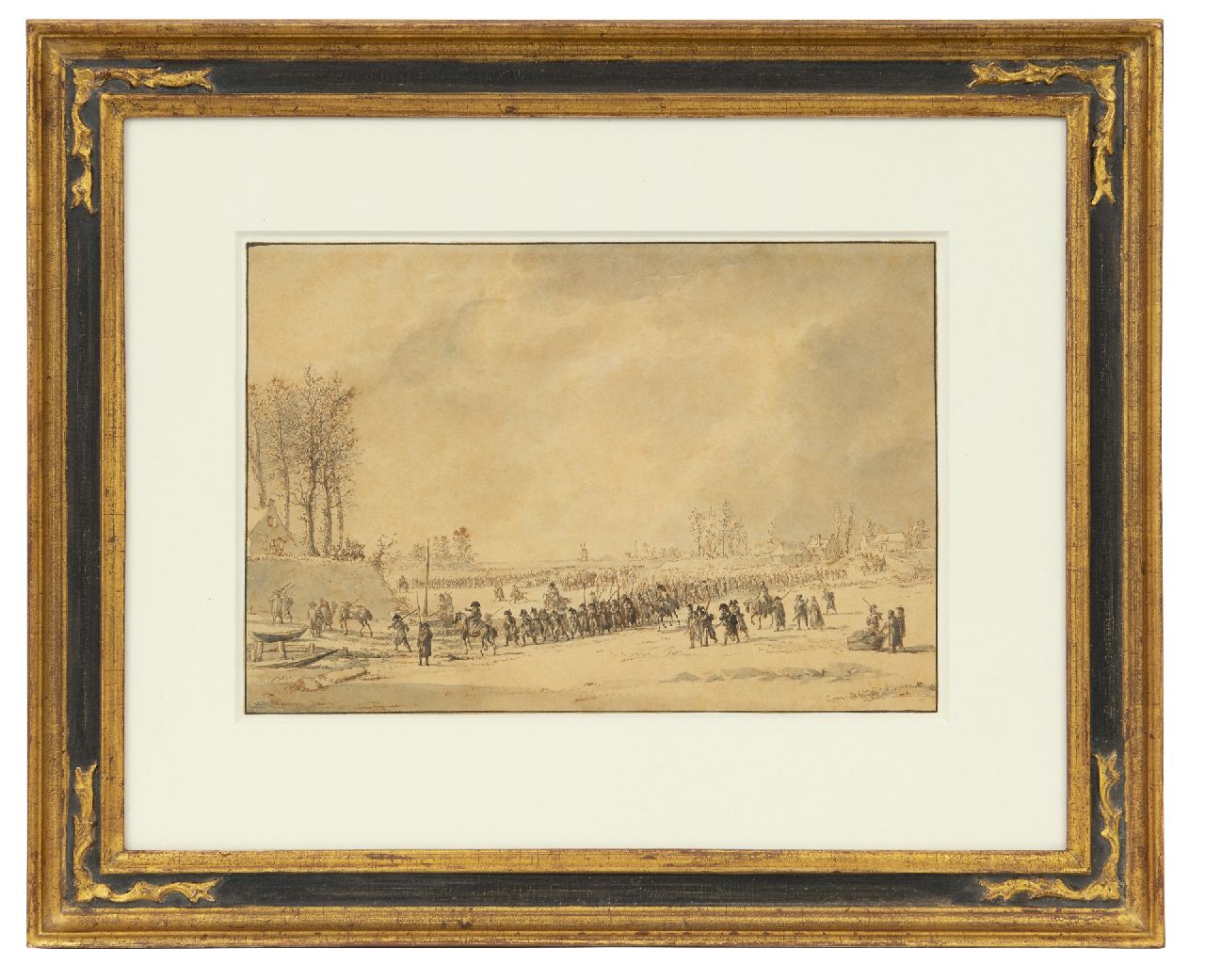 Langendijk D. | Dirk Langendijk, Het oversteken van de Waal door de Franse troepen op 10 januari 1795, inkt op papier 16,1 x 23,8 cm Langendijk D. | Dirk Langendijk, Het oversteken van de Waal door de Franse troepen op 10 januari 1795, inkt op papier 16,1 x 23,8 cm