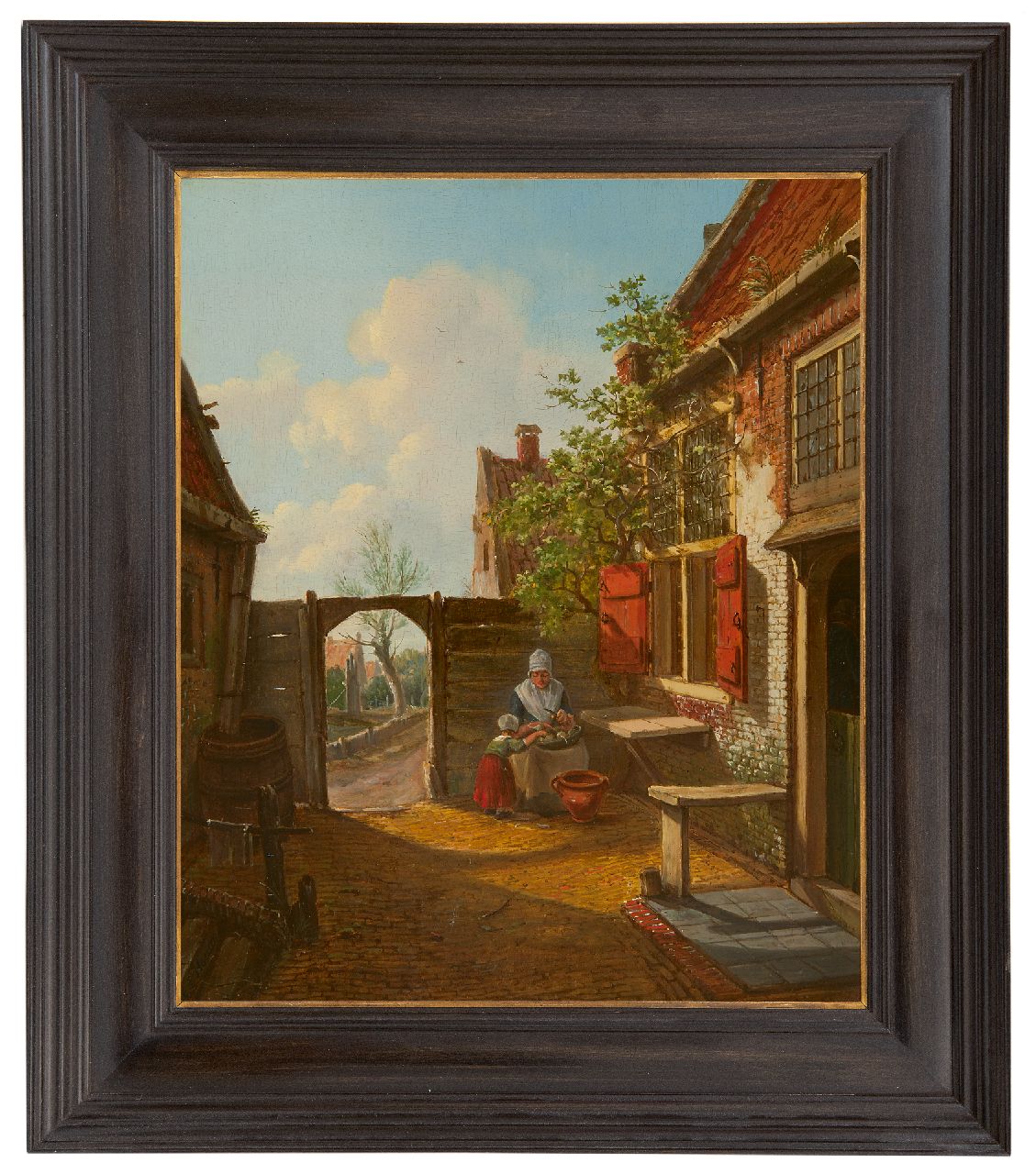 Hansen C.L. | Carel Lodewijk Hansen, Hollands binnenplaatsje, olieverf op paneel 37,8 x 31,4 cm, gesigneerd linksonder Hansen C.L. | Carel Lodewijk Hansen, Hollands binnenplaatsje, olieverf op paneel 37,8 x 31,4 cm, gesigneerd linksonder