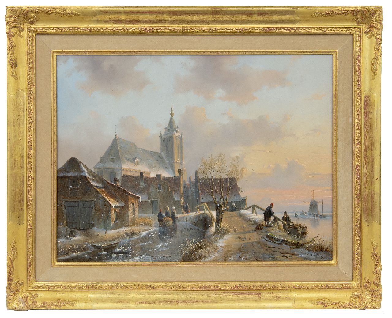 Leickert C.H.J. | 'Charles' Henri Joseph Leickert, Besneeuwd dorpsgezicht met figuren op het ijs, olieverf op paneel 37,5 x 49,7 cm, gesigneerd rechtsonder en te dateren ca. 1845 Leickert C.H.J. | 'Charles' Henri Joseph Leickert, Besneeuwd dorpsgezicht met figuren op het ijs, olieverf op paneel 37,5 x 49,7 cm, gesigneerd rechtsonder en te dateren ca. 1845