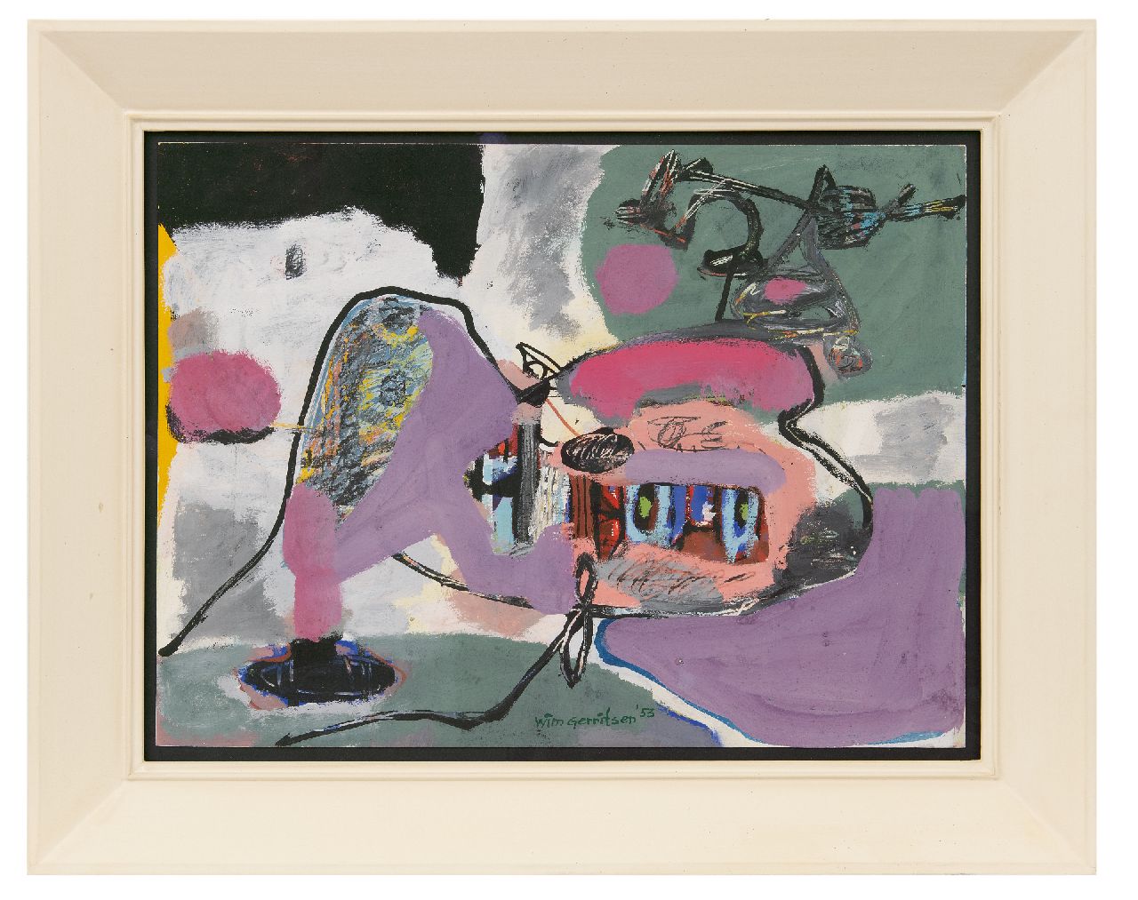 Gerritsen W. | Wilhelm 'Wim' Gerritsen | Aquarellen en tekeningen te koop aangeboden | Zonder titel, krijt en gouache op papier 45,4 x 60,8 cm, gesigneerd middenonder en gedateerd '53 Gerritsen W. | Wilhelm 'Wim' Gerritsen | Aquarellen en tekeningen te koop aangeboden | Zonder titel, krijt en gouache op papier 45,4 x 60,8 cm, gesigneerd middenonder en gedateerd '53