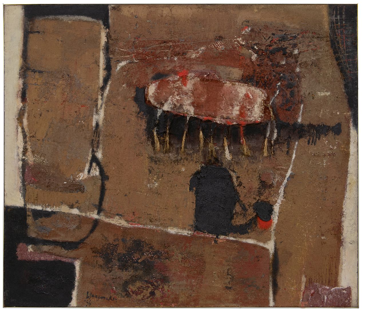 Wagemaker A.B. | Adriaan Barend 'Jaap' Wagemaker, Forme Détachée, gemengde techniek op doek 94,3 x 110,4 cm, gesigneerd links van het midden. en gedateerd '56 Wagemaker A.B. | Adriaan Barend 'Jaap' Wagemaker, Forme Détachée, gemengde techniek op doek 94,3 x 110,4 cm, gesigneerd links van het midden. en gedateerd '56